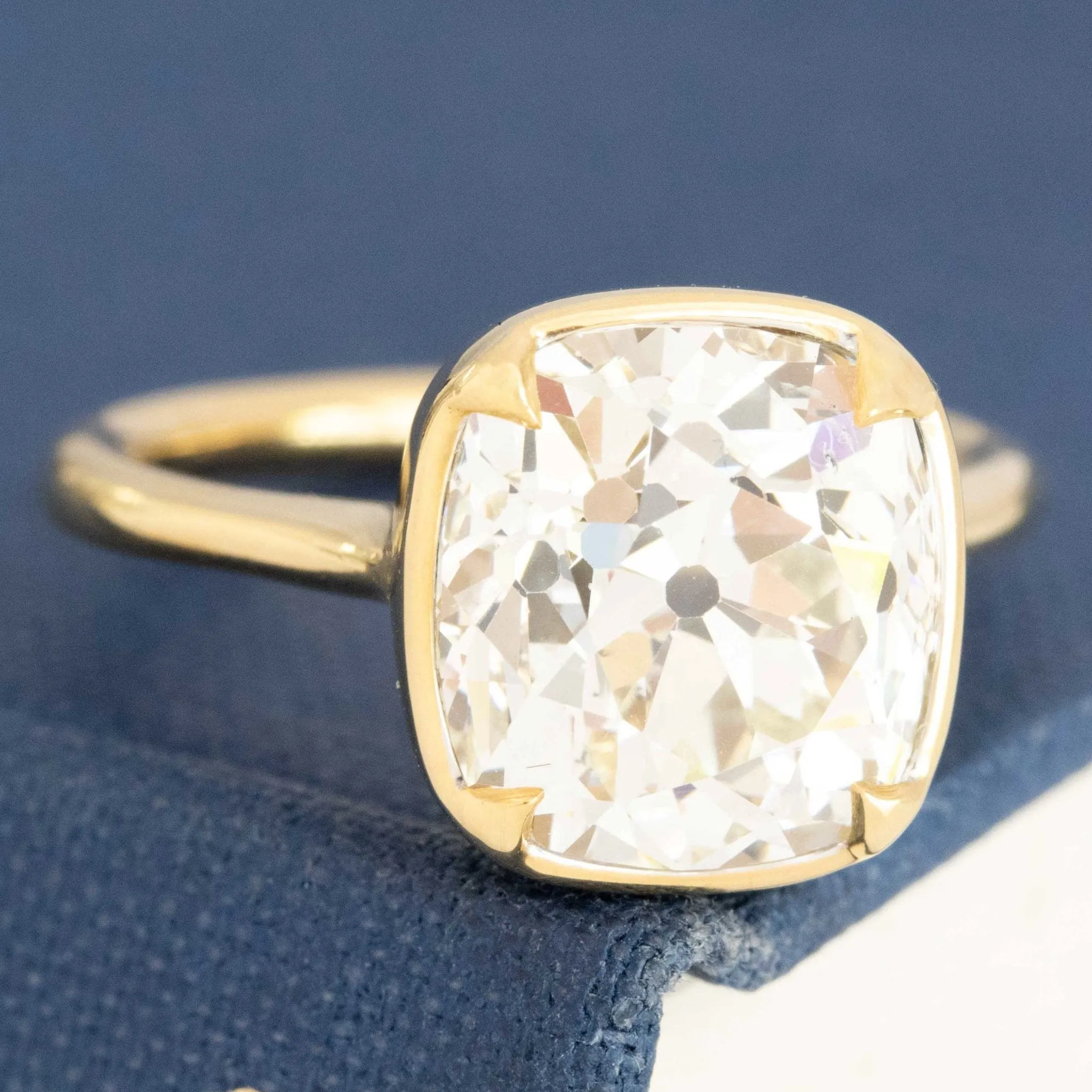 5.08ct Old Mine Cut Diamond Bezel Solitaire