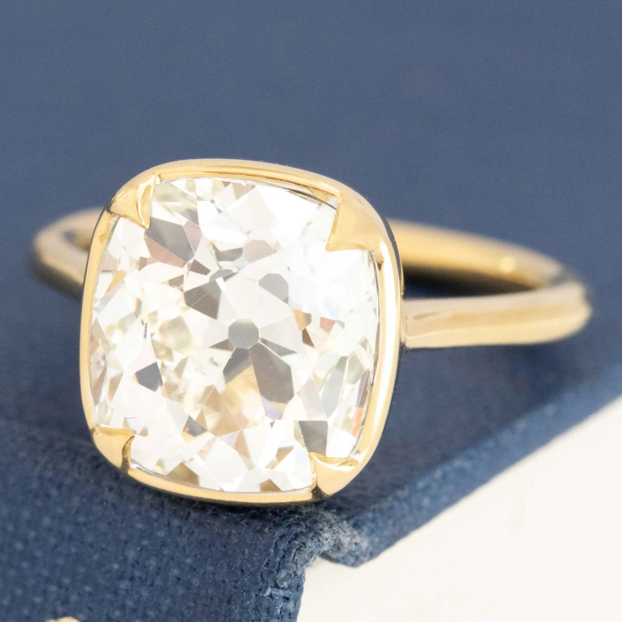 5.08ct Old Mine Cut Diamond Bezel Solitaire