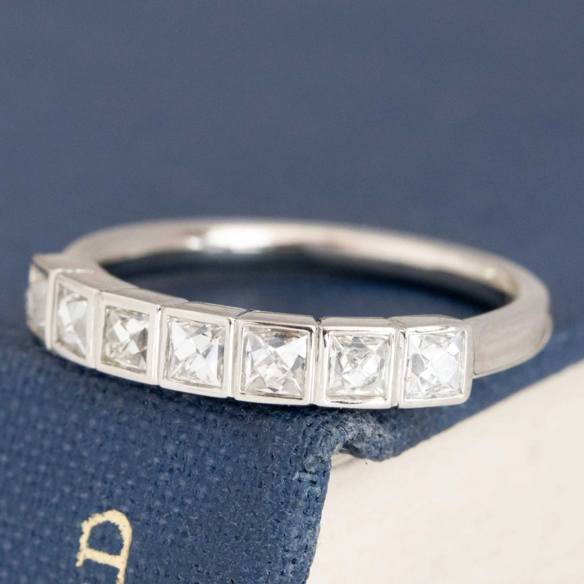 .58ctw French Cut Diamond Half-Hoop Bezel Band