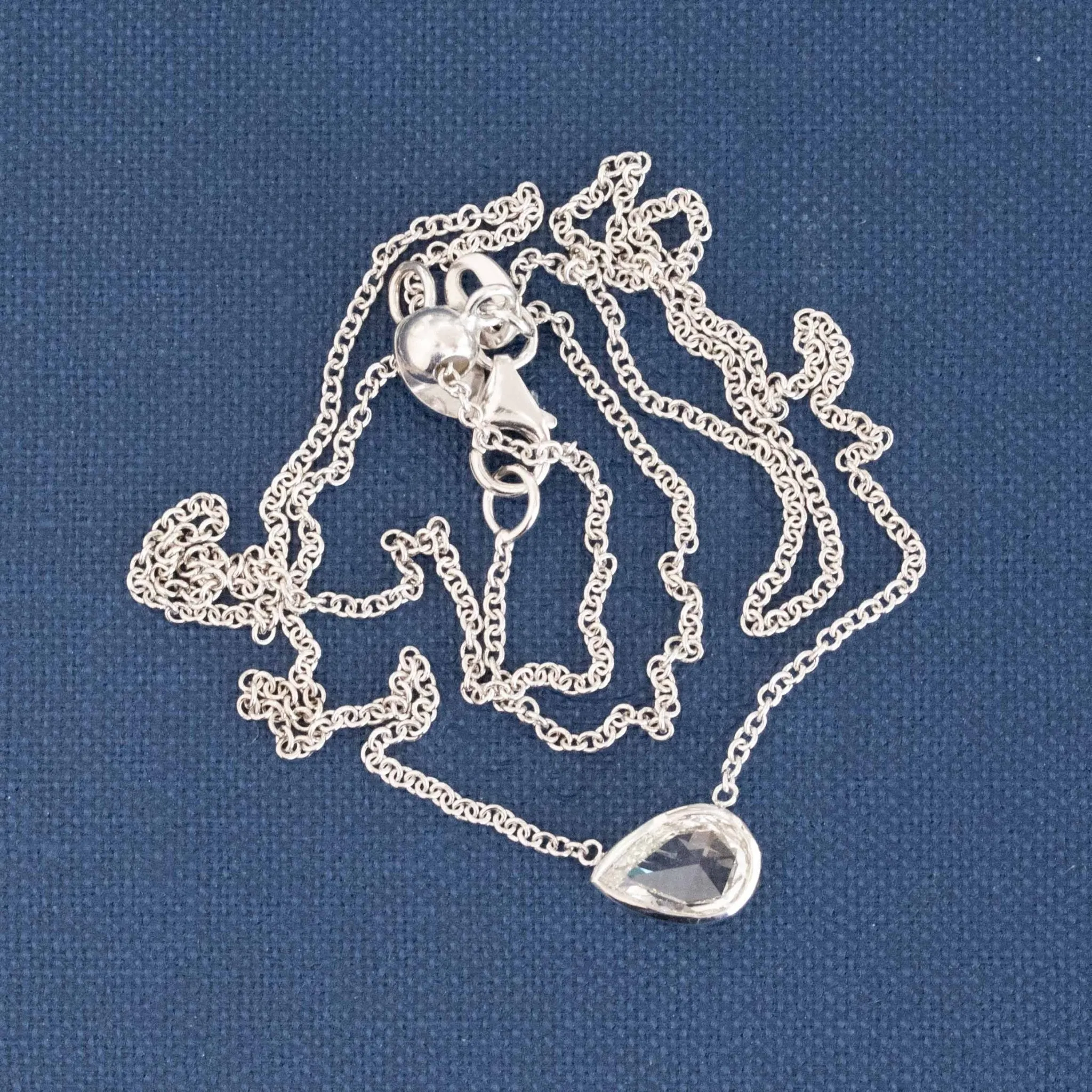 .64ct Pear Rose Cut Diamond Bezel Pendant