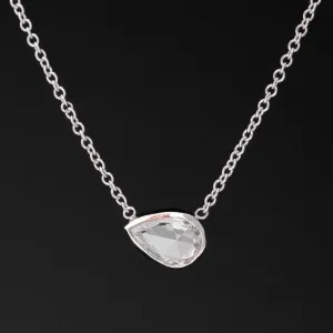 .64ct Pear Rose Cut Diamond Bezel Pendant