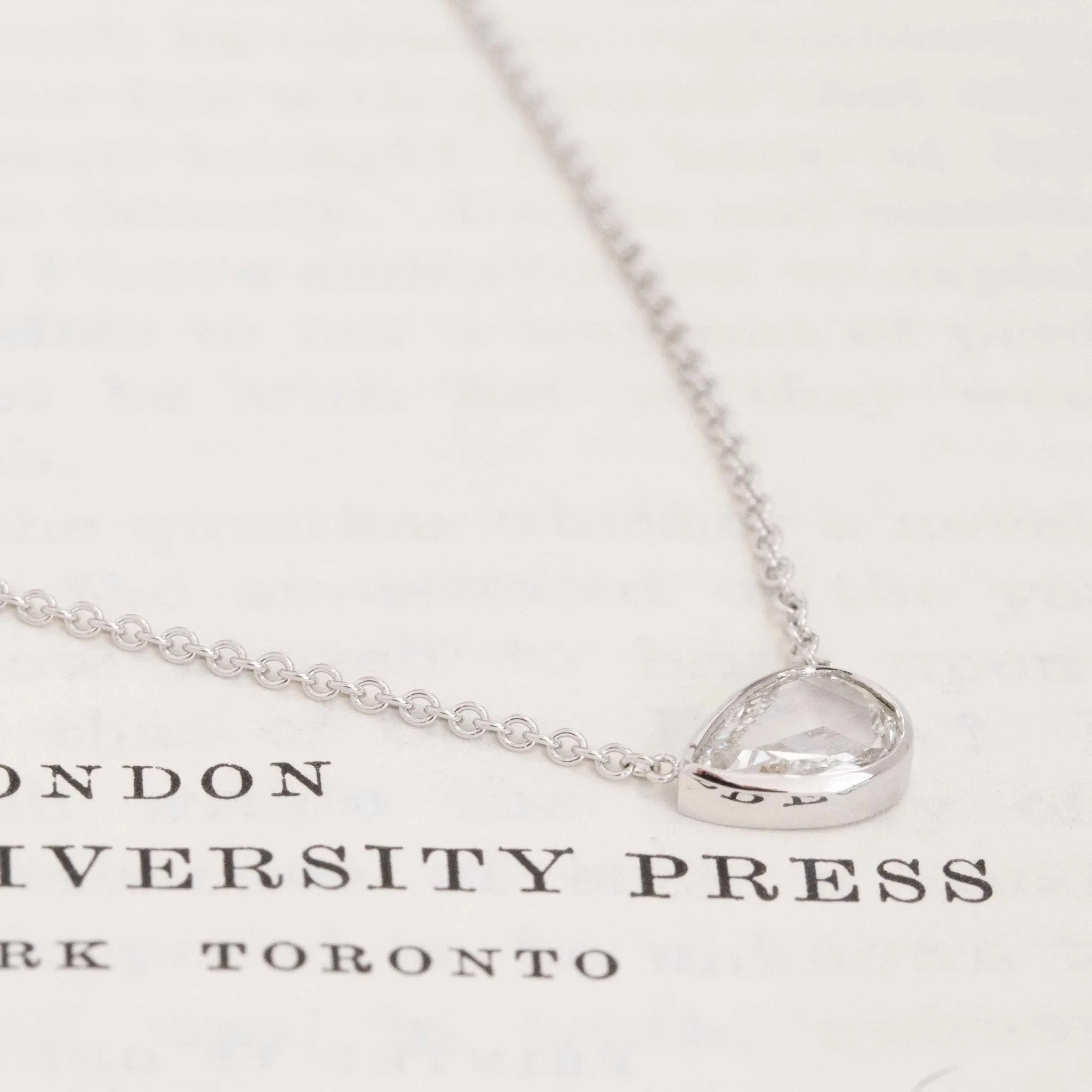 .64ct Pear Rose Cut Diamond Bezel Pendant