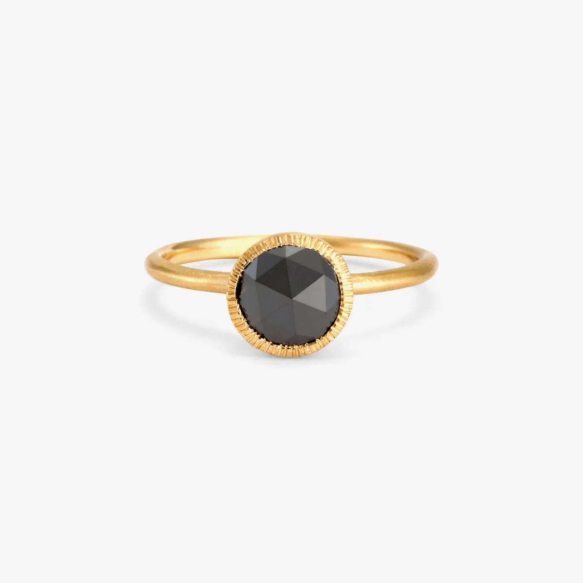 7mm Black Diamond Rose-Cut Solitaire Ring | R3303BK
