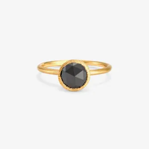 7mm Black Diamond Rose-Cut Solitaire Ring | R3303BK