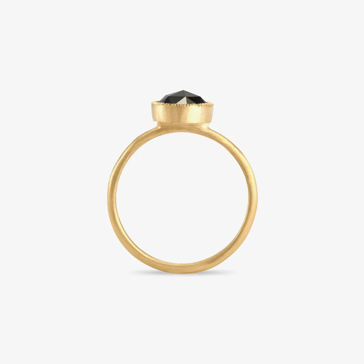7mm Black Diamond Rose-Cut Solitaire Ring | R3303BK