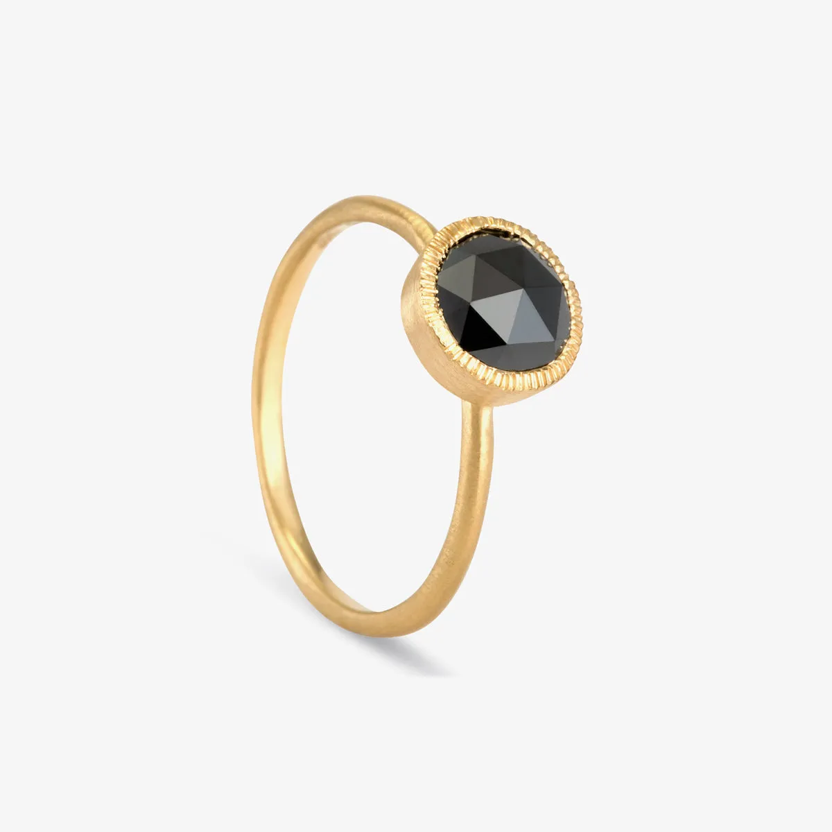7mm Black Diamond Rose-Cut Solitaire Ring | R3303BK