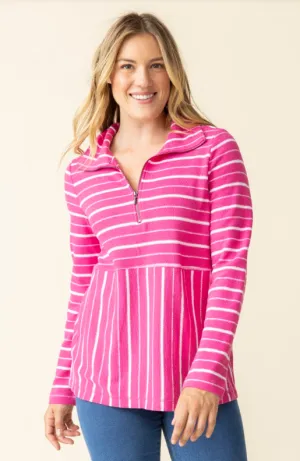85308 - Weekend Terry Striped Quarter Zip