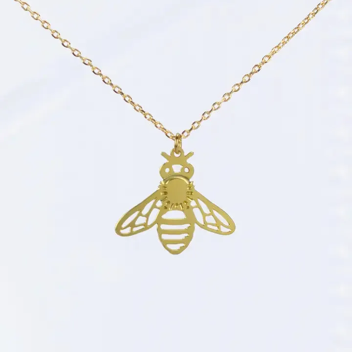 A Tea Leaf - Necklace - Honeybee (Gold) #ATL-N-252