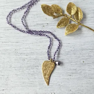 Amethyst Gold Leaf Necklace
