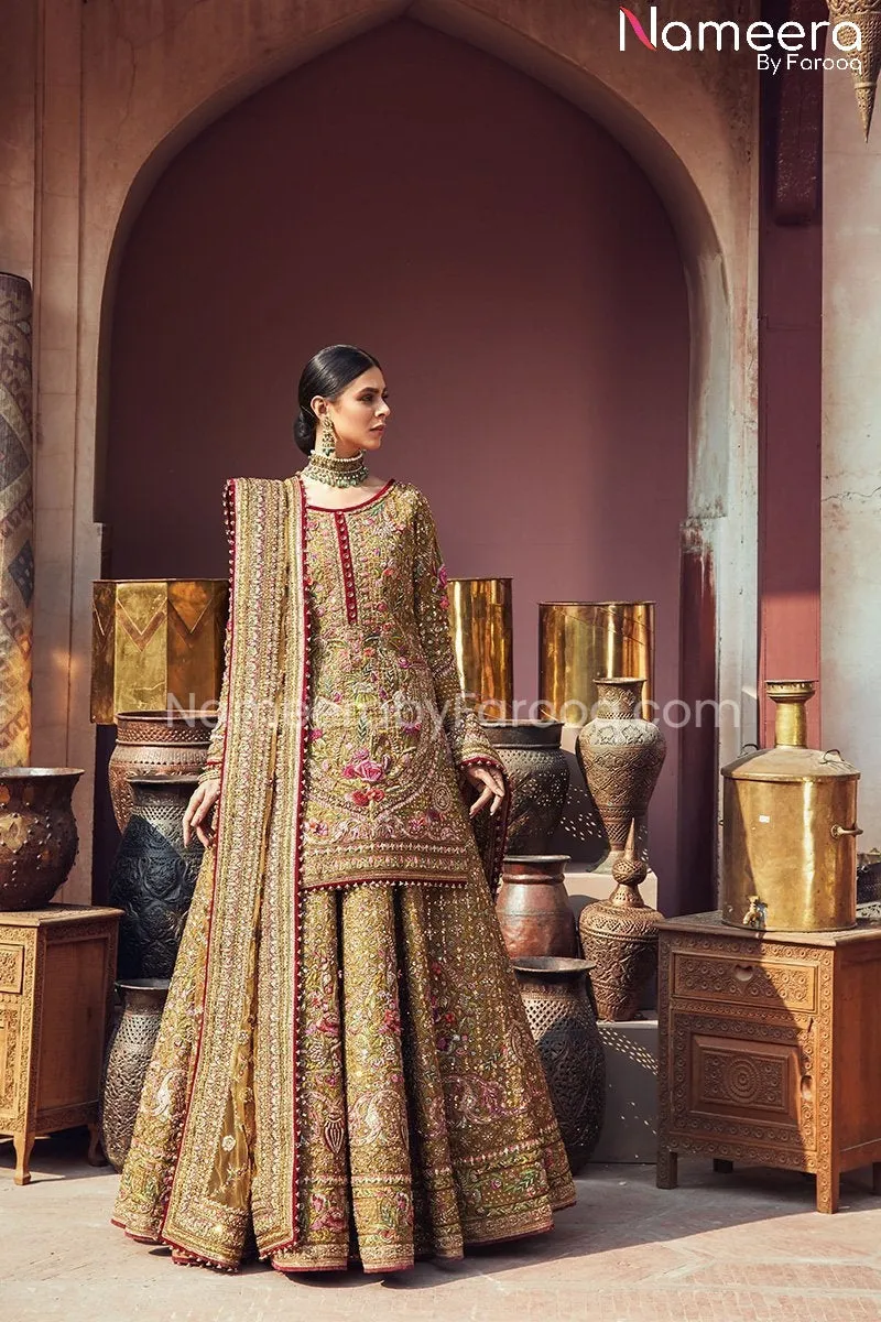 Antique Bridal Lehenga with Short Kurti Dress #BS161