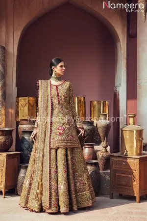 Antique Bridal Lehenga with Short Kurti Dress #BS161