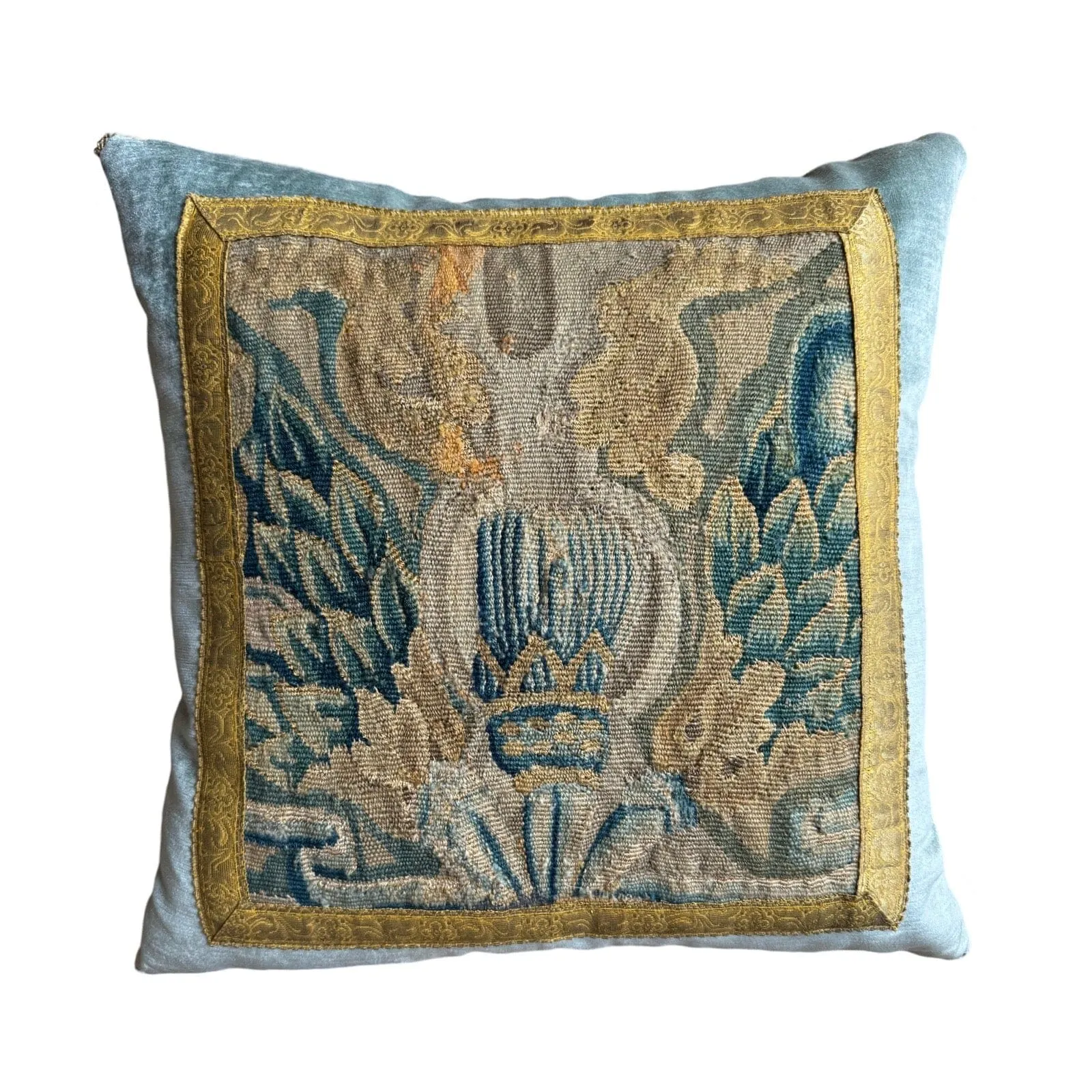 Antique Tapestry Fragment (#T092924A | 20 1/2 x 20 1/2")