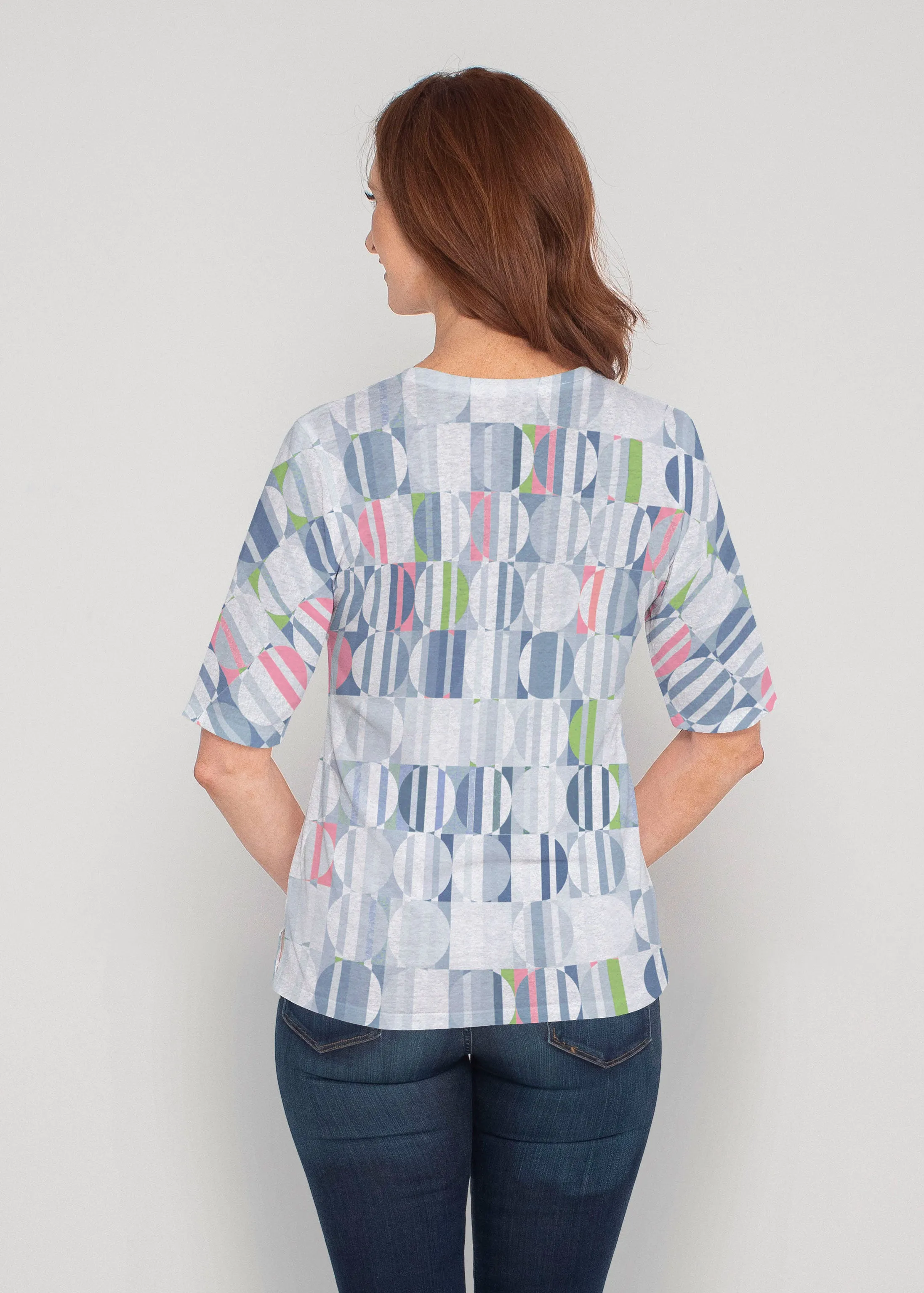 Around We Go (8012) ~ Signature Elbow Sleeve V-Neck Top