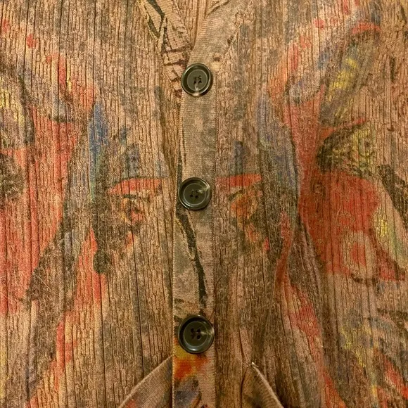 Artists Knit Cardigan Duster – Abstract Woodland Print