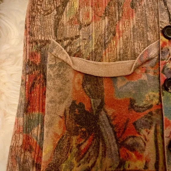 Artists Knit Cardigan Duster – Abstract Woodland Print