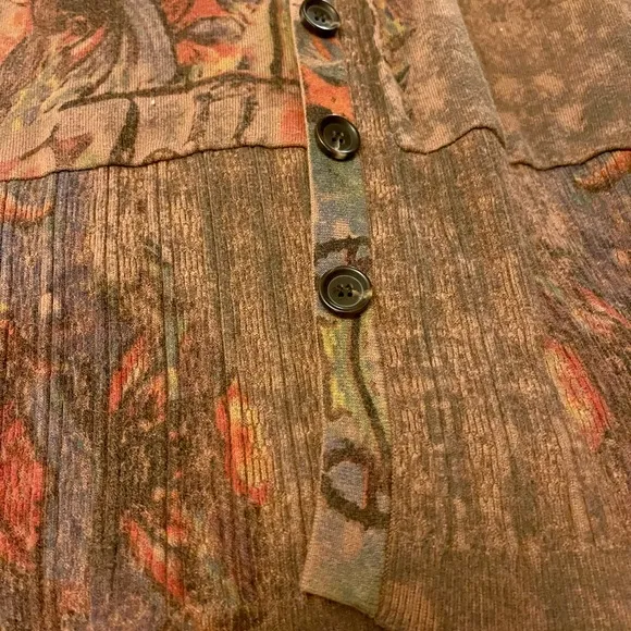 Artists Knit Cardigan Duster – Abstract Woodland Print