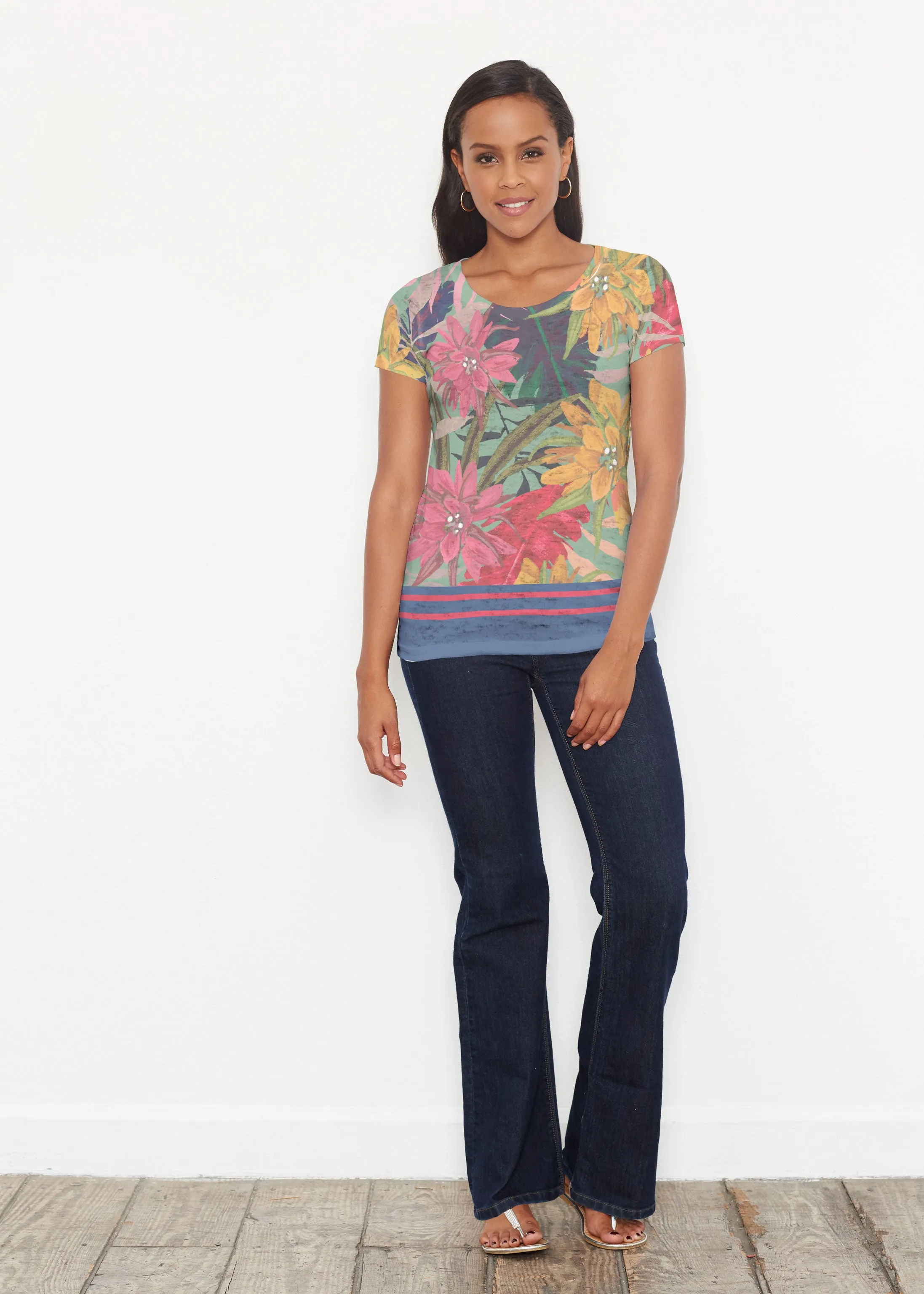 Autumn Stripe (17196) ~ Signature Short Sleeve Scoop Shirt