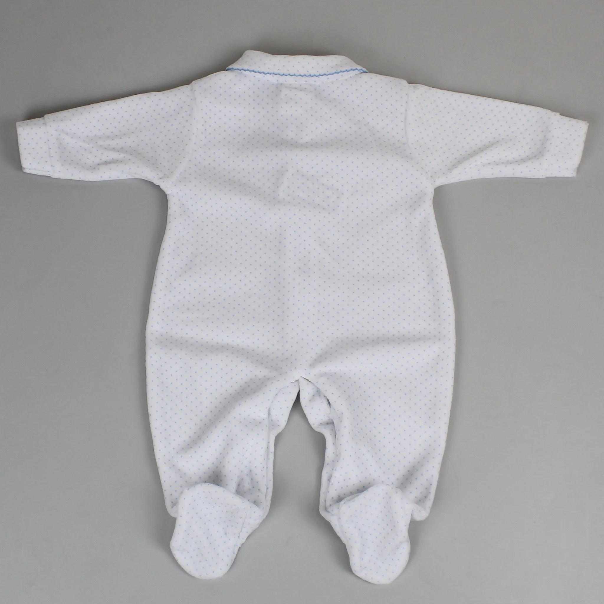 Baby Boys Blue Polka Dot Velour Snuggle Sleepsuit - Pex