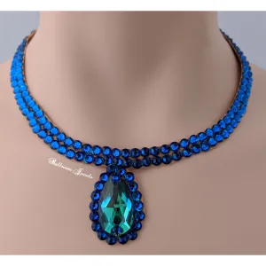 Ballroom Necklace Simple pear in blue