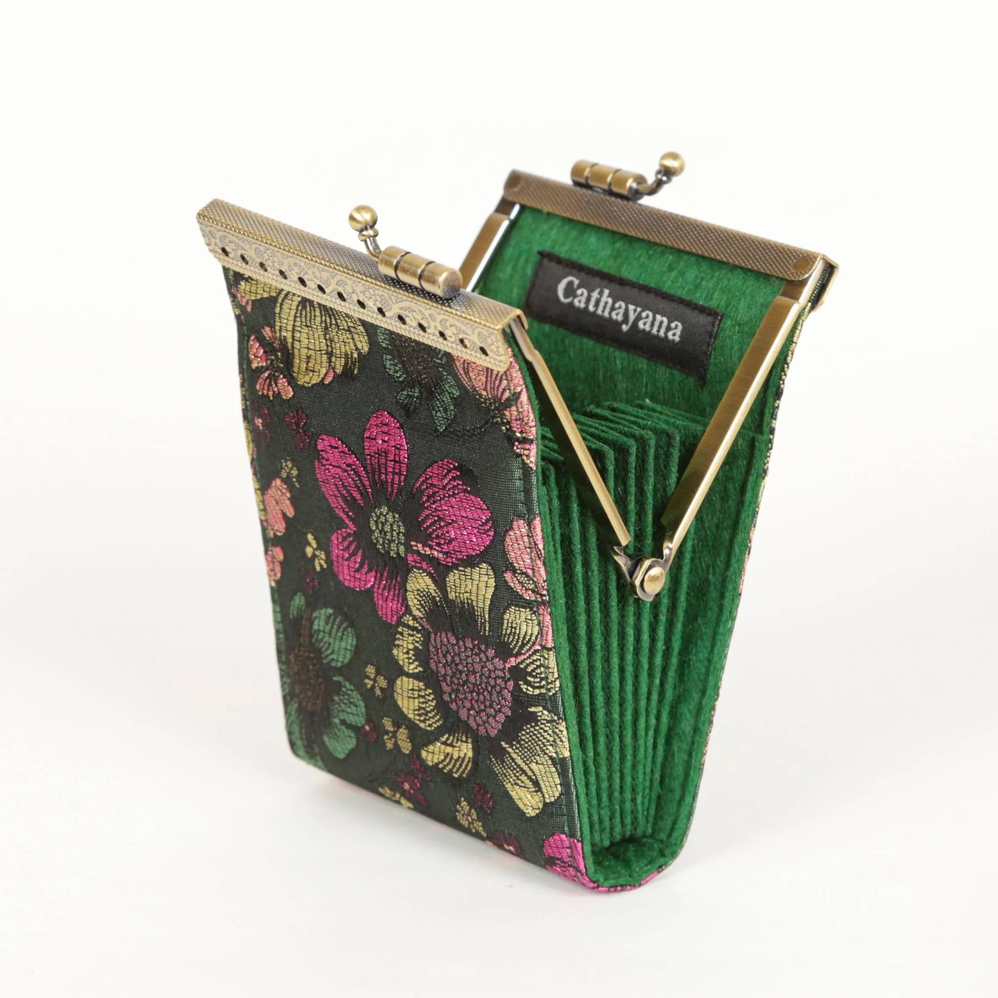 Bamboo Leaves Brocade Card Holder with RFID Protection