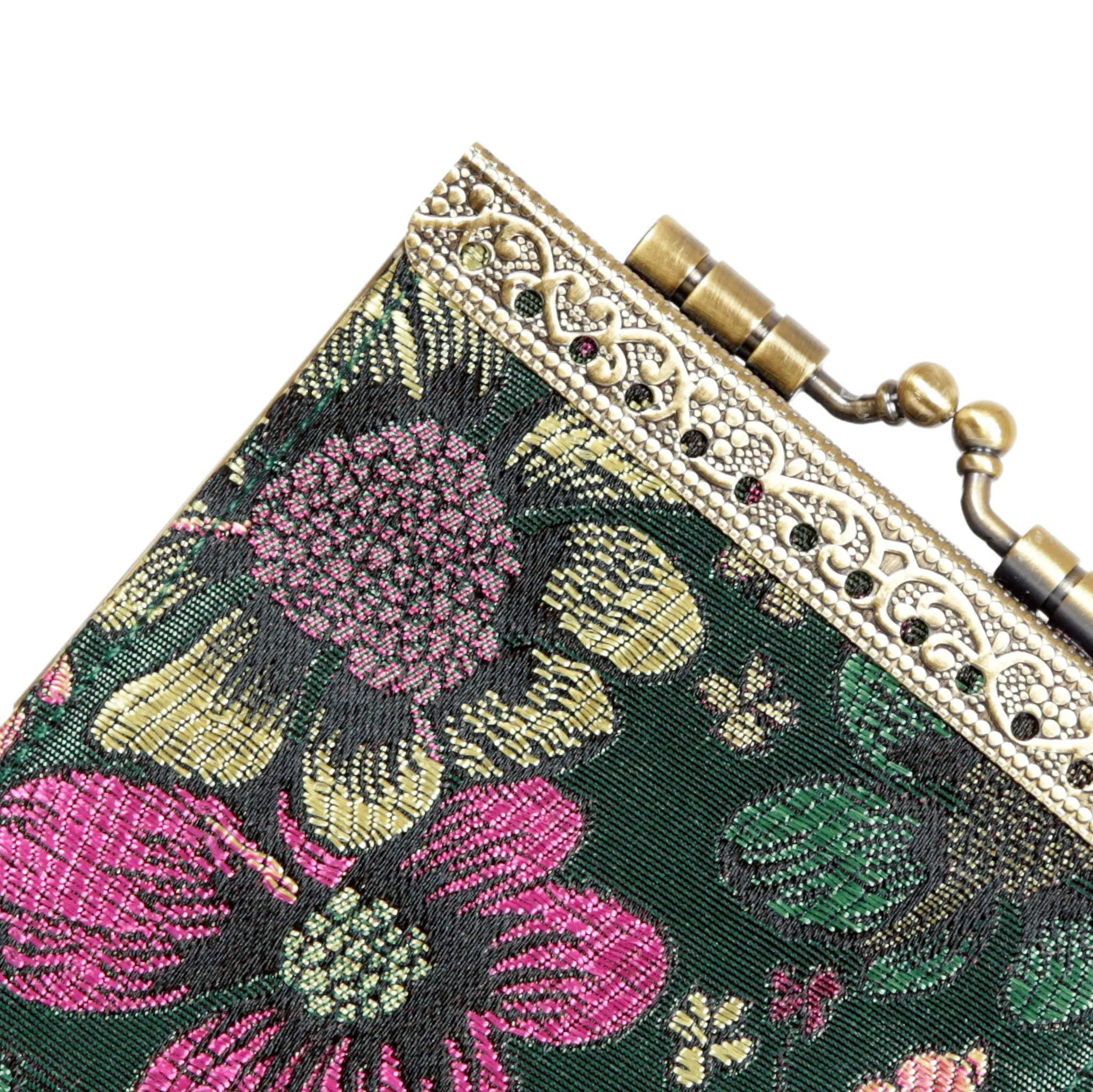 Bamboo Leaves Brocade Card Holder with RFID Protection