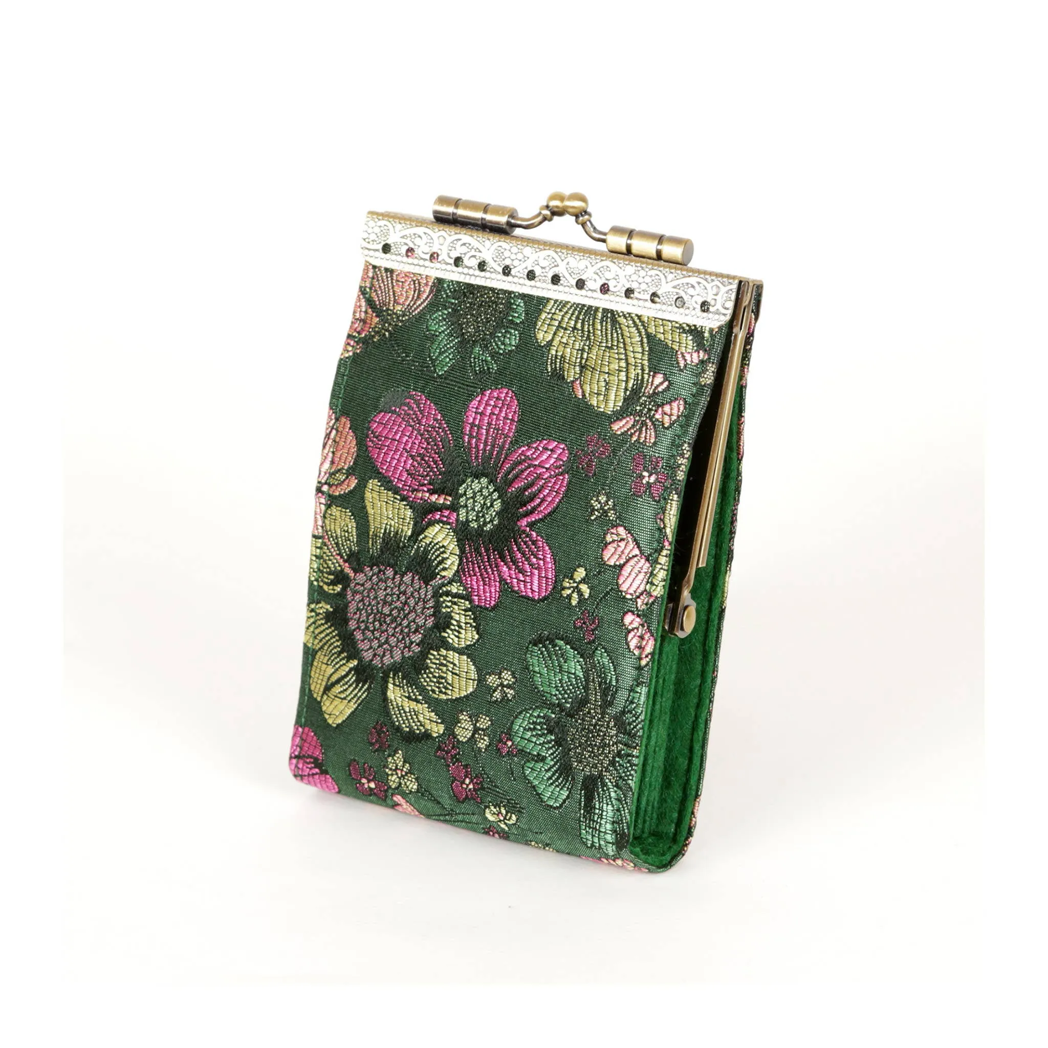 Bamboo Leaves Brocade Card Holder with RFID Protection
