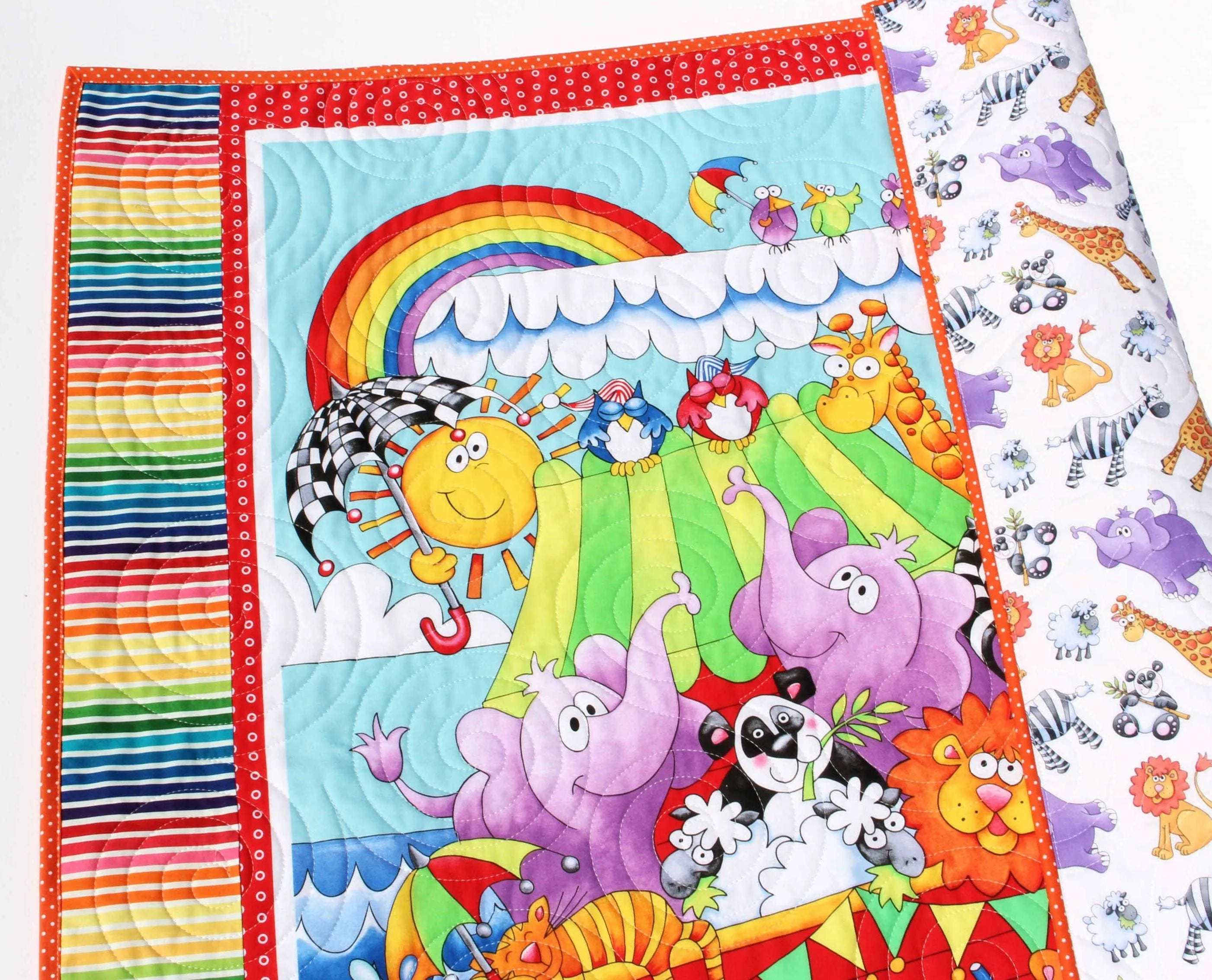 Baptism Quilt Kit, Biblical Bedding, Noah's Ark Fabrics Two by Two Boy or Girl, Animals Quilt Kit, Panel Beginner Kit DIY Project Easy Idea