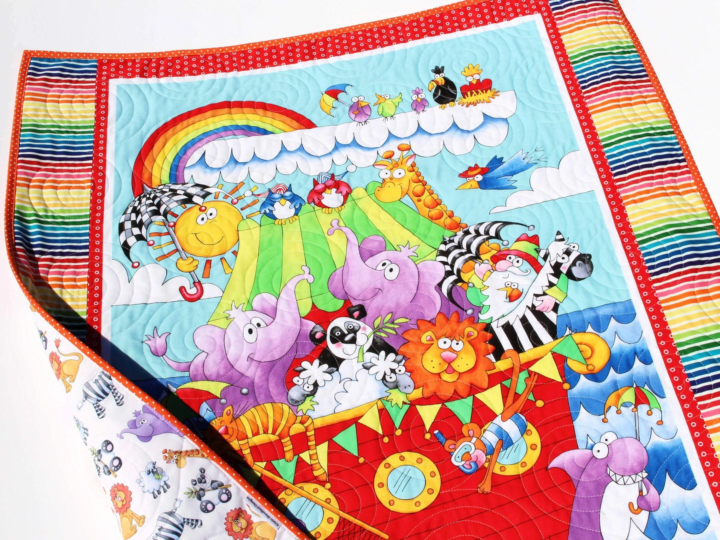Baptism Quilt Kit, Biblical Bedding, Noah's Ark Fabrics Two by Two Boy or Girl, Animals Quilt Kit, Panel Beginner Kit DIY Project Easy Idea