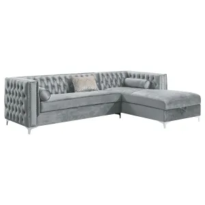 Bellaire Upholstered Storage Chaise Sectional Sofa Grey