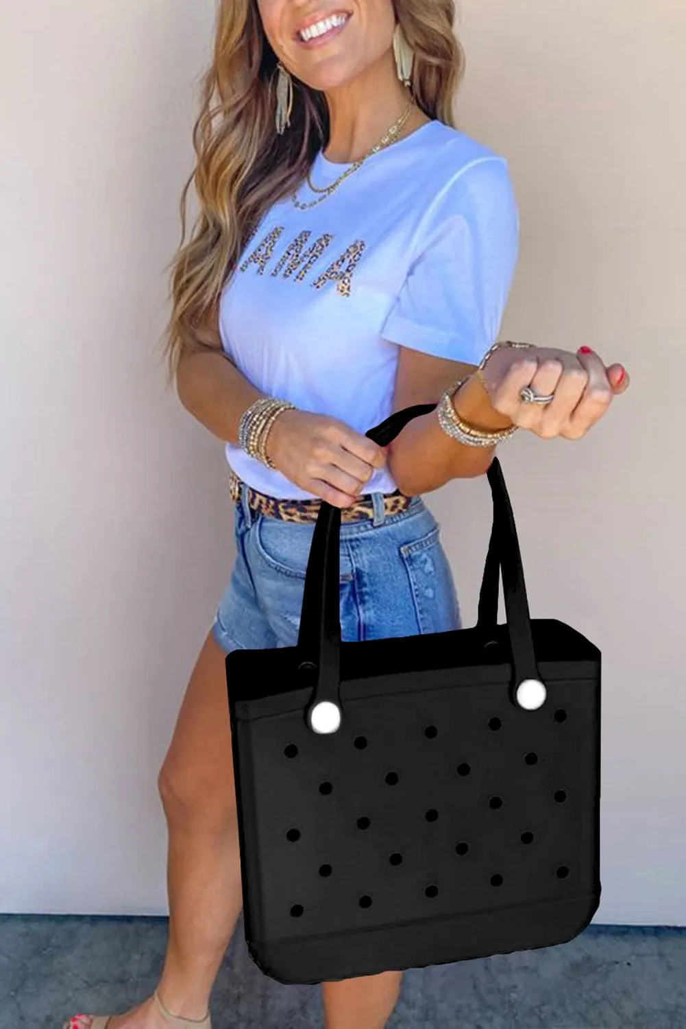 Black 38*13*32cm Simple Eva Cut Out Large Tote Bag