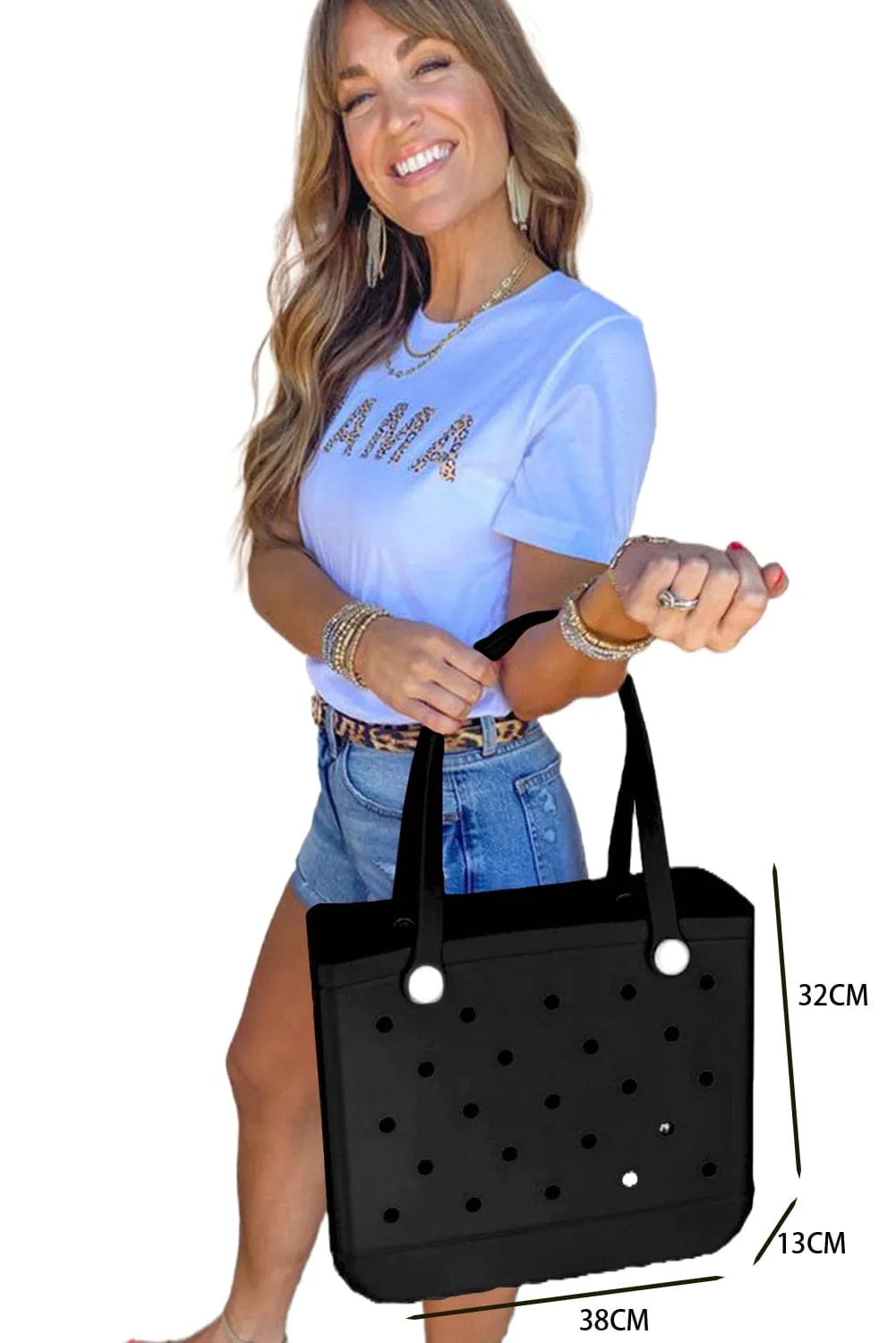 Black 38*13*32cm Simple Eva Cut Out Large Tote Bag