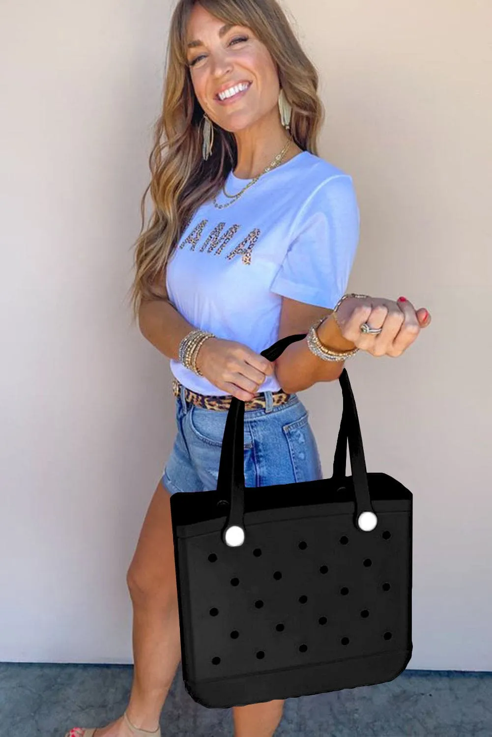 Black 38*13*32cm Simple Eva Cut Out Large Tote Bag