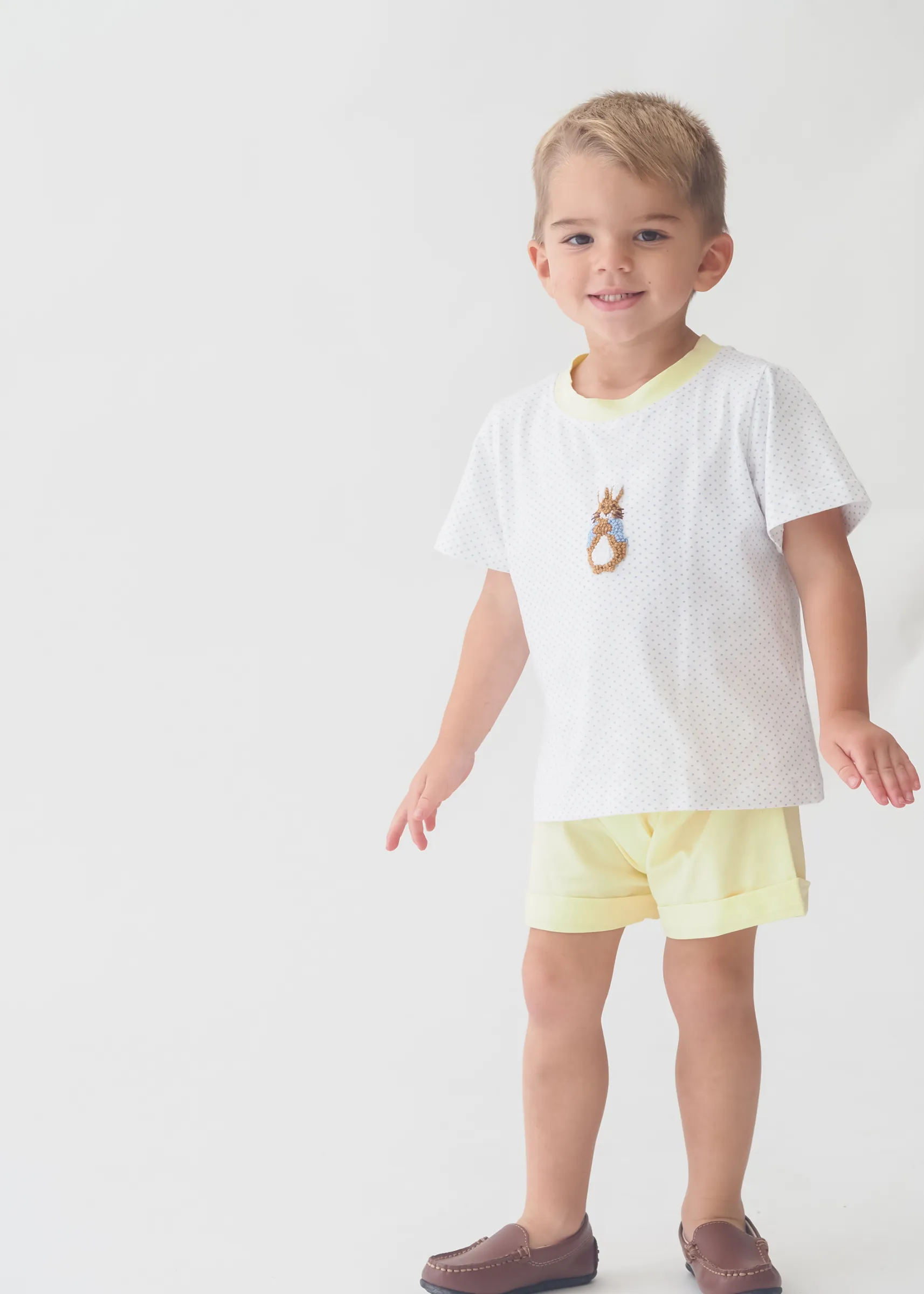 Blue Bitty Dot Rabbit Boys Short Set