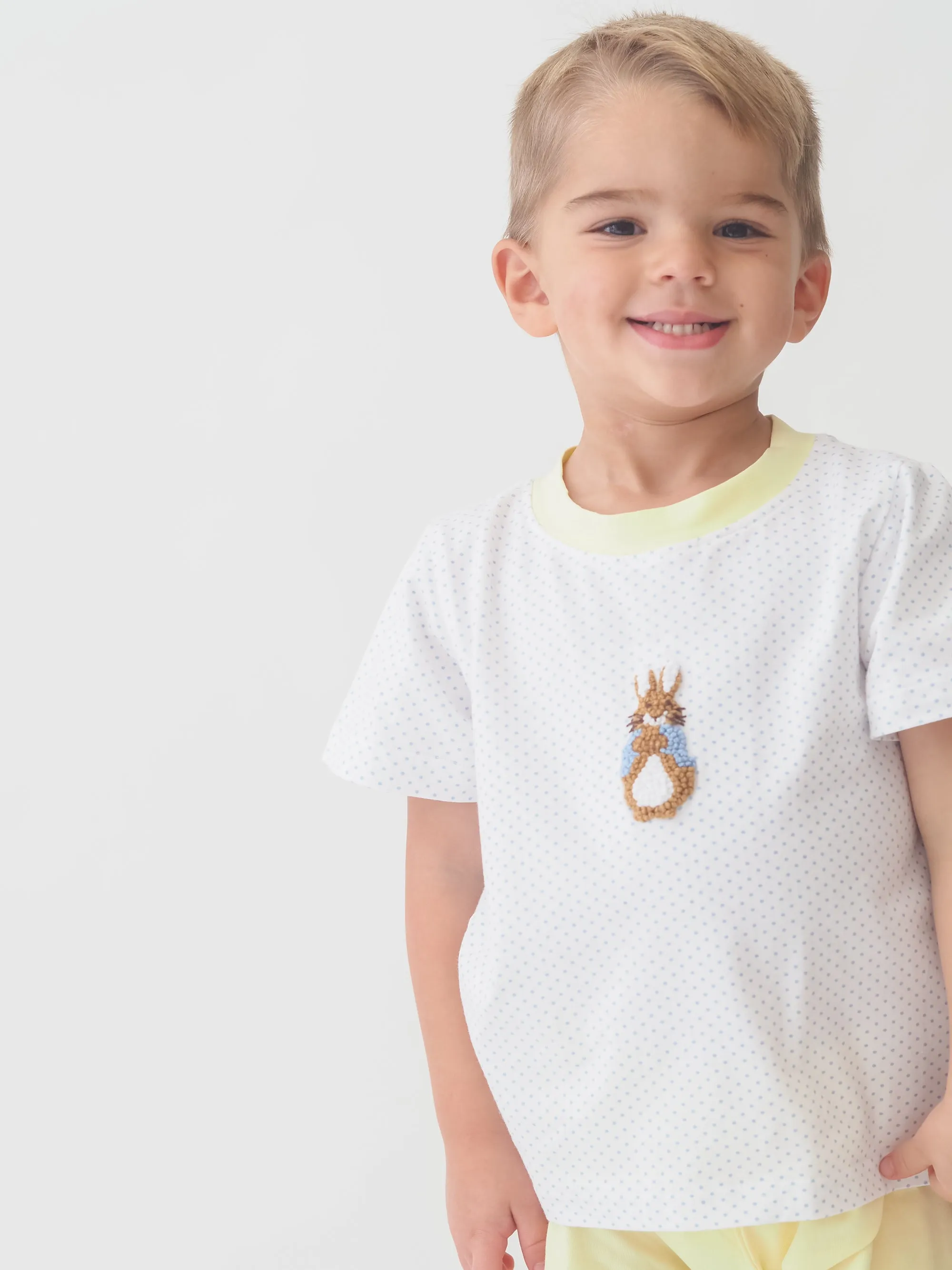 Blue Bitty Dot Rabbit Boys Short Set