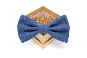 Blue Pin Dot Corduroy Bow Tie