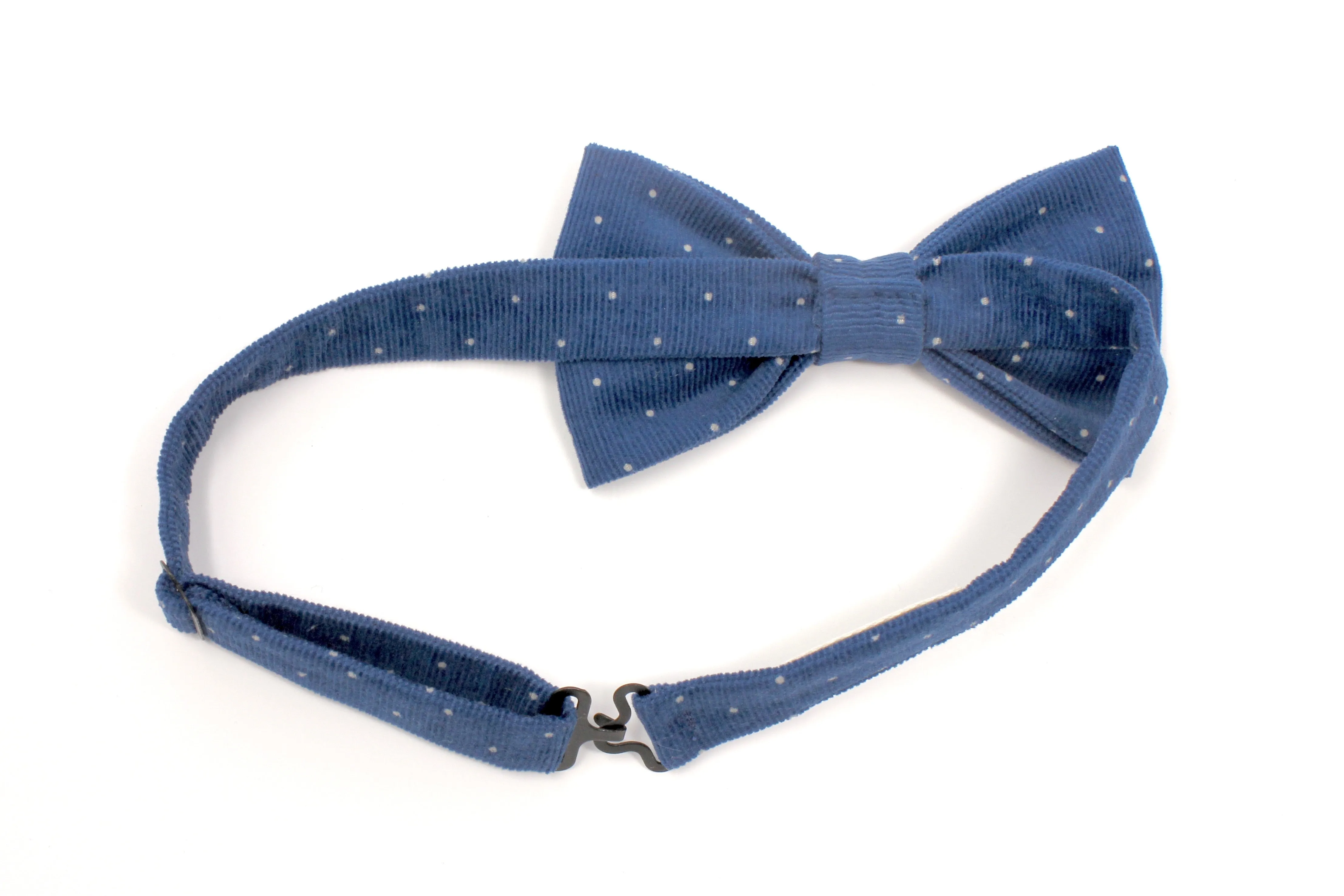 Blue Pin Dot Corduroy Bow Tie