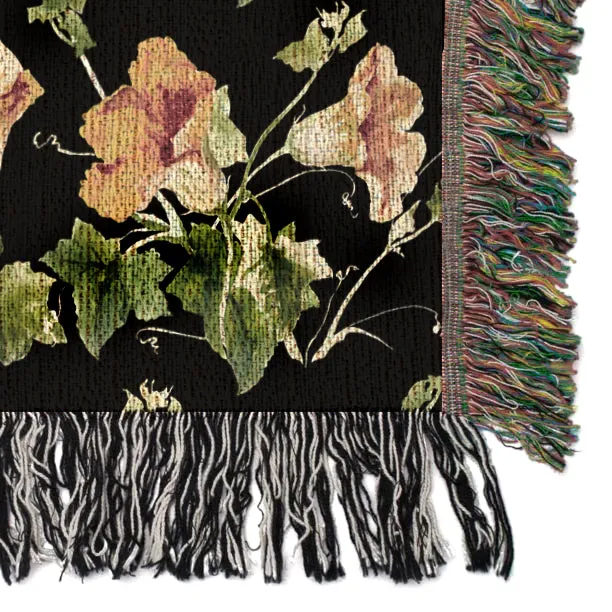 Boho floral throw blanket, Woven Blanket, Pumpkin Flowers, Tapestry, Retro, Cozy And Stylish, Interior Decor, Home Accent, Home Decor