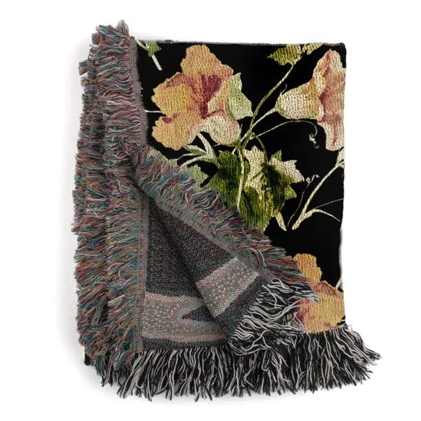 Boho floral throw blanket, Woven Blanket, Pumpkin Flowers, Tapestry, Retro, Cozy And Stylish, Interior Decor, Home Accent, Home Decor