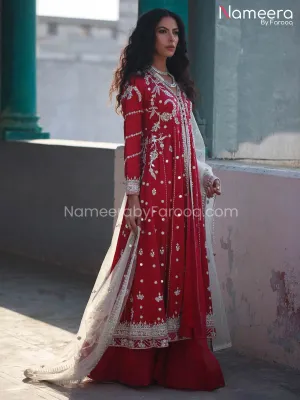 Bridal Red Color Dress Designs Pakistani Online #BS193
