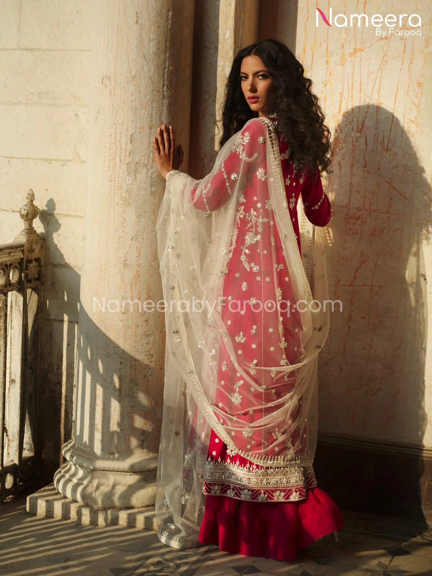 Bridal Red Color Dress Designs Pakistani Online #BS193