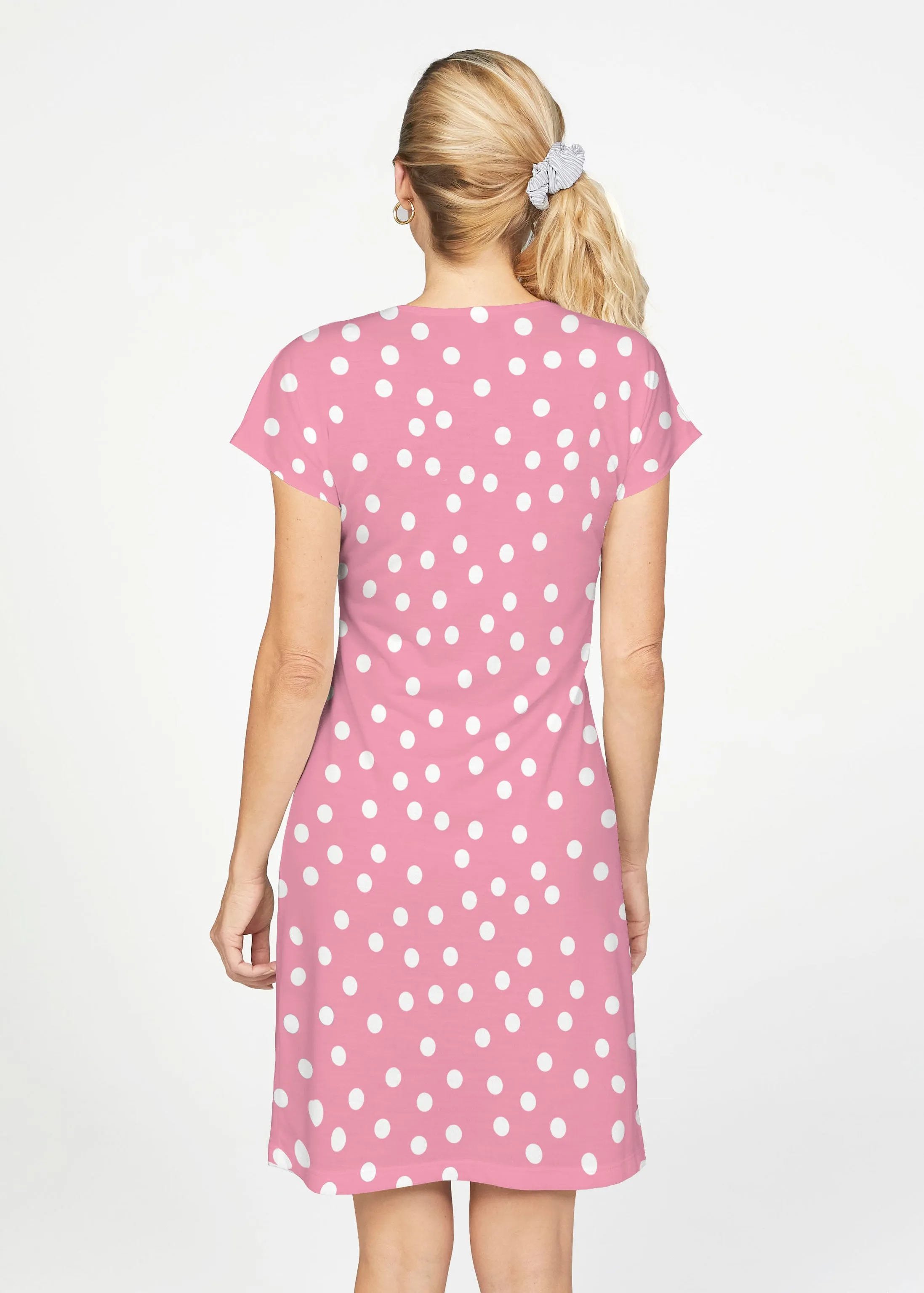 Camouflage Dots Pink (7912) ~ French Terry Short Sleeve Crew Dress