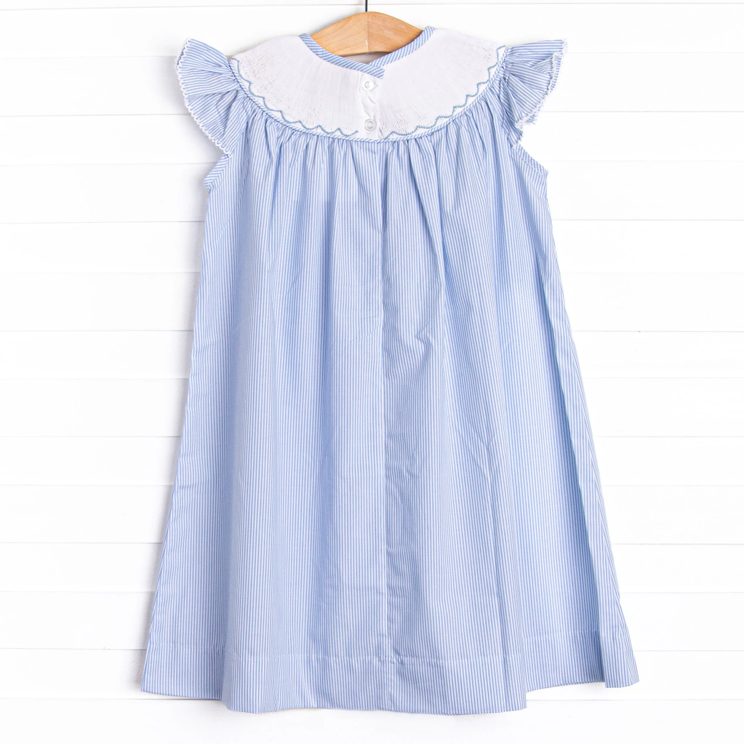 Castle Construction Smocked Bishop Dress, Blue