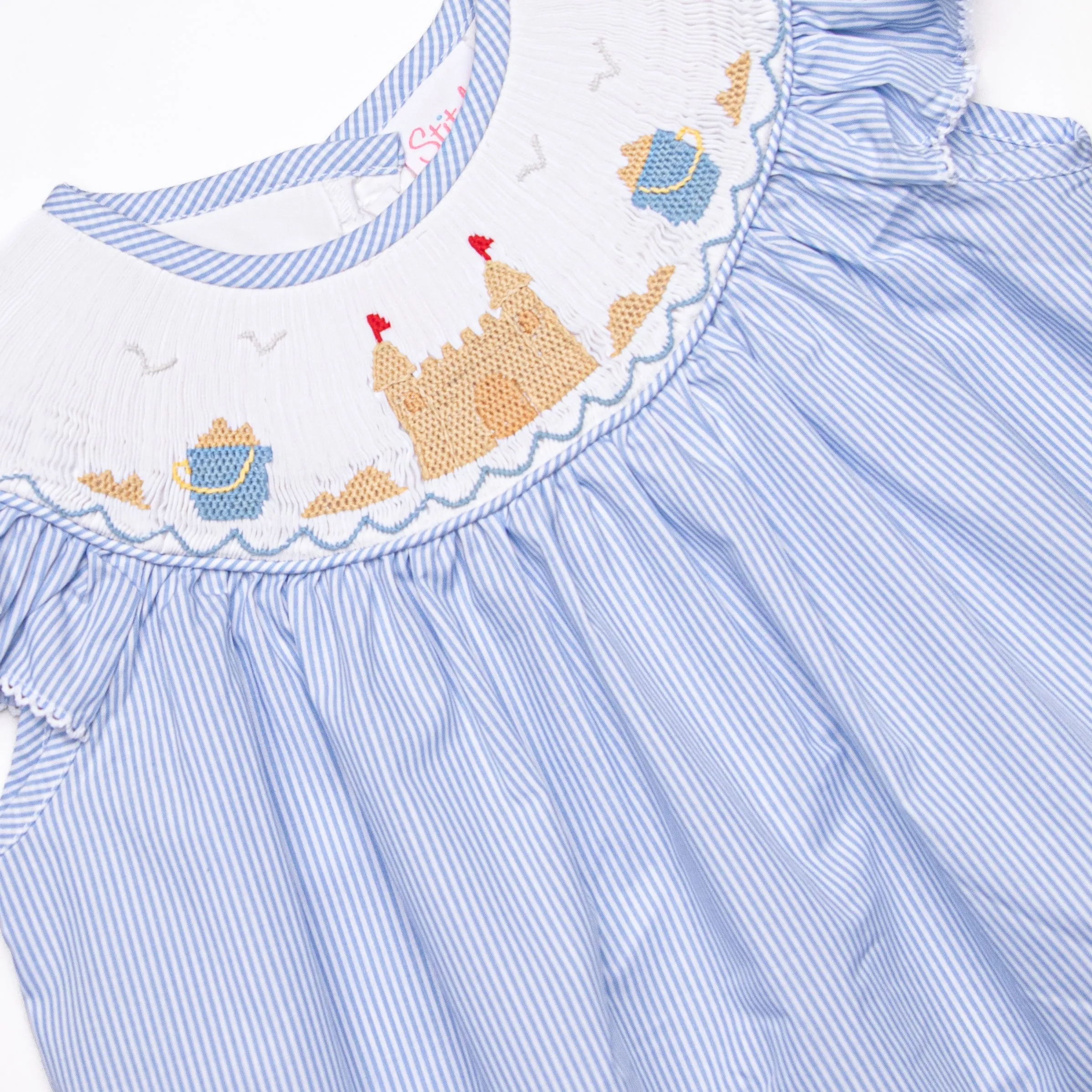 Castle Construction Smocked Bishop Dress, Blue