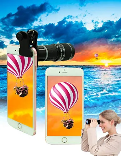 Cell Phone Camera Lens Kit,11 in 1 Universal 20x Zoom Telephoto Lens,0.63Wide Angle 15X Macro 198°Fisheye 2X Telephoto Kaleidoscope CPL/Starlight/Eyemask/Tripod/Remote,for Most Smartphone (Black)