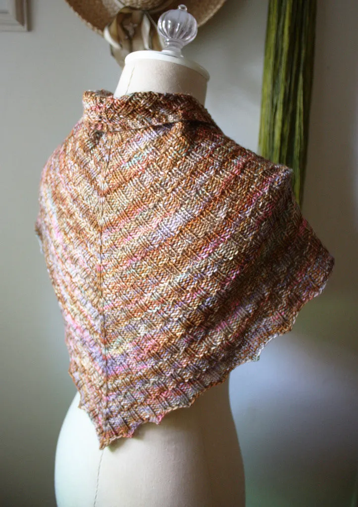 Cheques Checkered Rib Shawlette Knitting Pattern