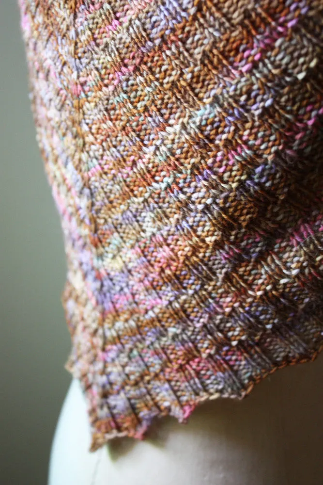 Cheques Checkered Rib Shawlette Knitting Pattern