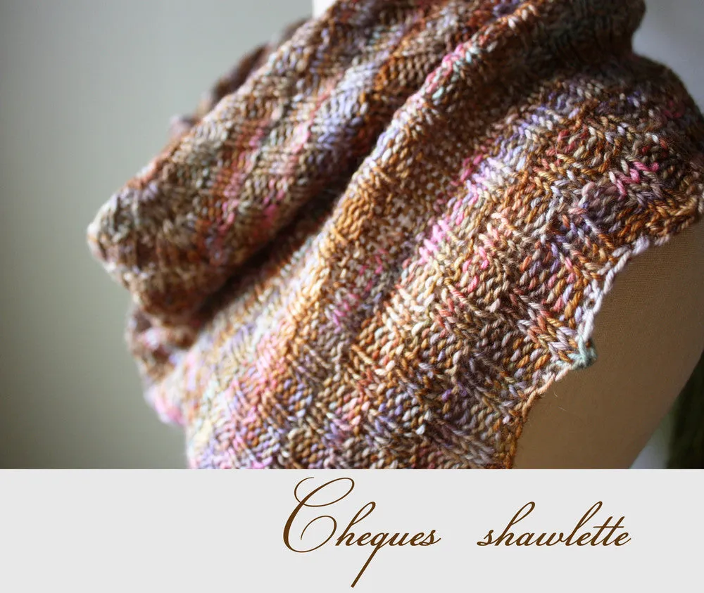 Cheques Checkered Rib Shawlette Knitting Pattern