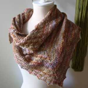 Cheques Checkered Rib Shawlette Knitting Pattern