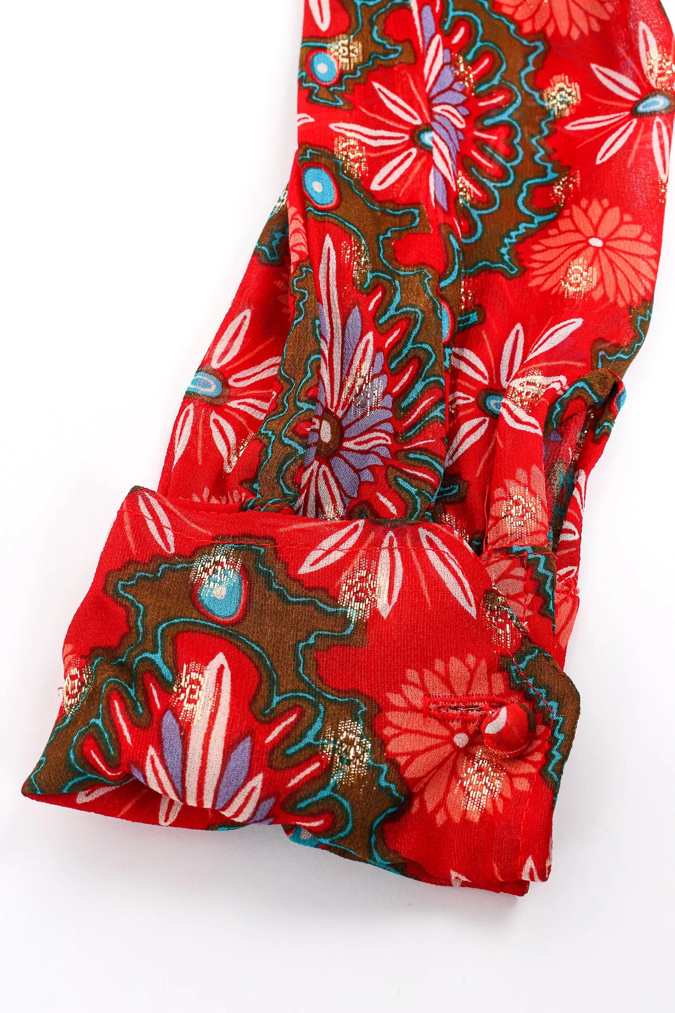 Chiffon Brocade Tie Neck Blouse