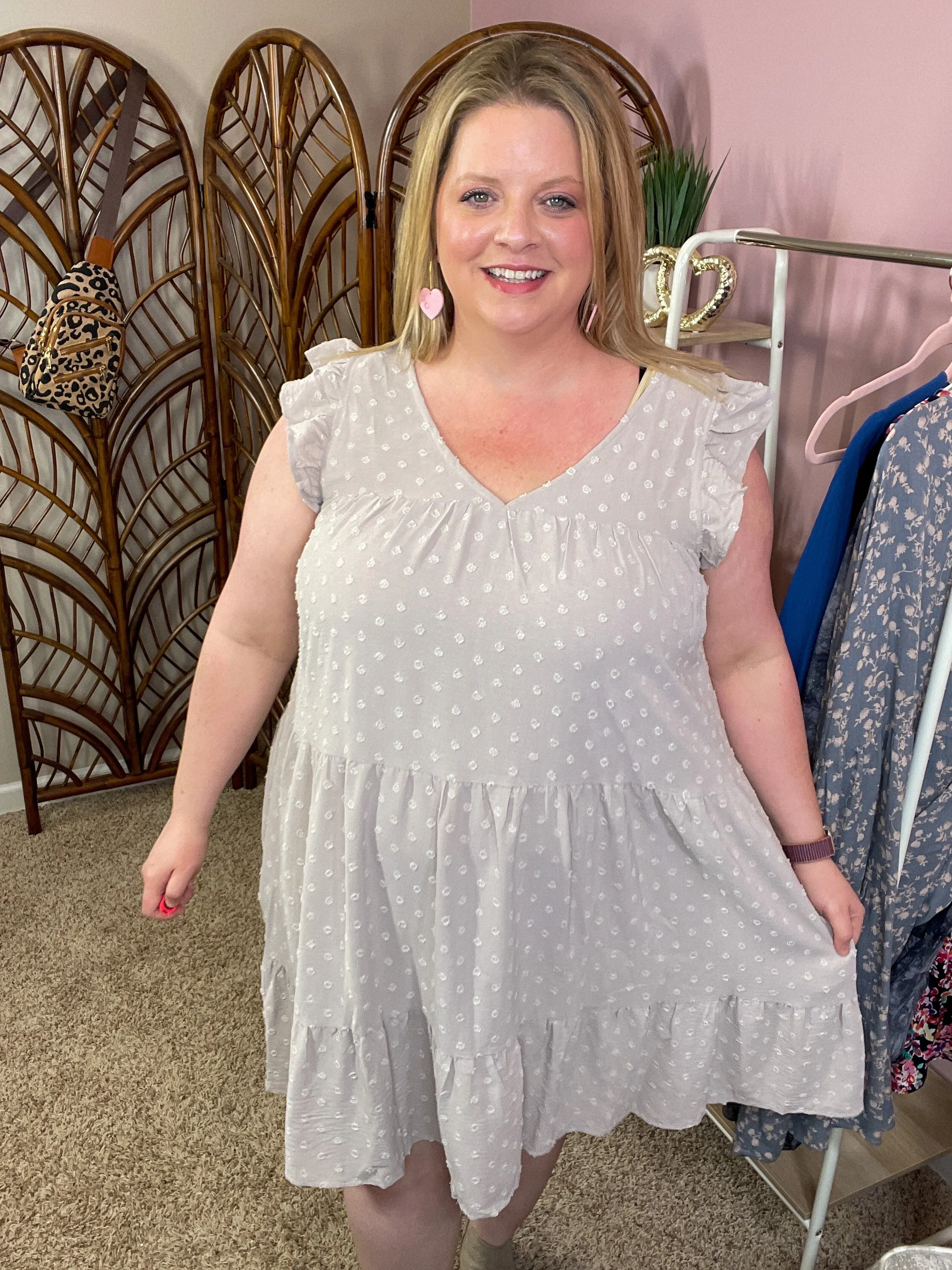 City Tours Swiss Dot Dress - Earl Grey